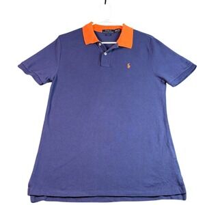 Polo Ralph Lauren Slim‎ Fit Polo Shirt Orange Collar Blue Boys XL/TG (18-20)